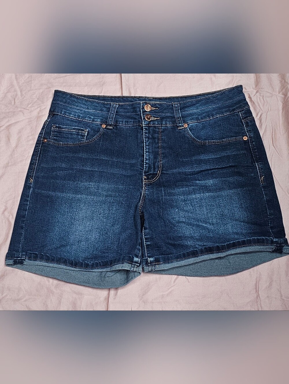 Royalty For Me Dark High Rise Petite Blue Denim Jean Shorts Size 10P Petite